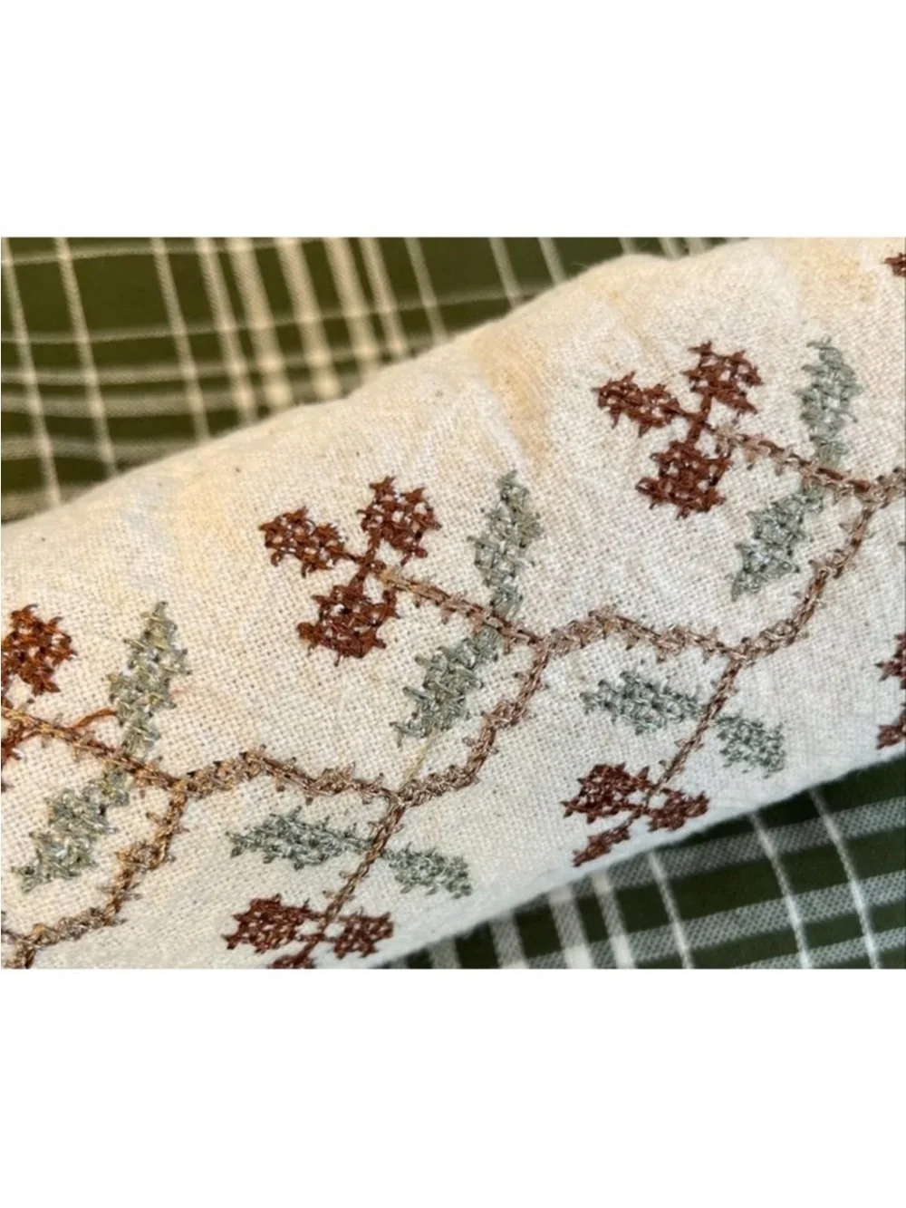 Hearth & Hand Magnolia Flour Sack Kitchen Towel Floral Stitched Fall Icon Leaves